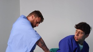 Str8togay.com: Inked Kaleb Stryker doggy fucks in hospital