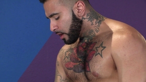 Raging Stallion: Hairy tattooed latino bodybuilder rimming