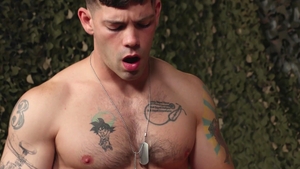 Activeduty: Tattooed gay Julian Brady jerking big dick