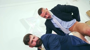 MenatPlay: Dani Robles wearing suit condom rimming in office
