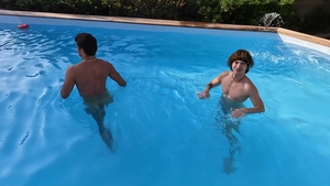 Poolside deepthroating and dirty talk